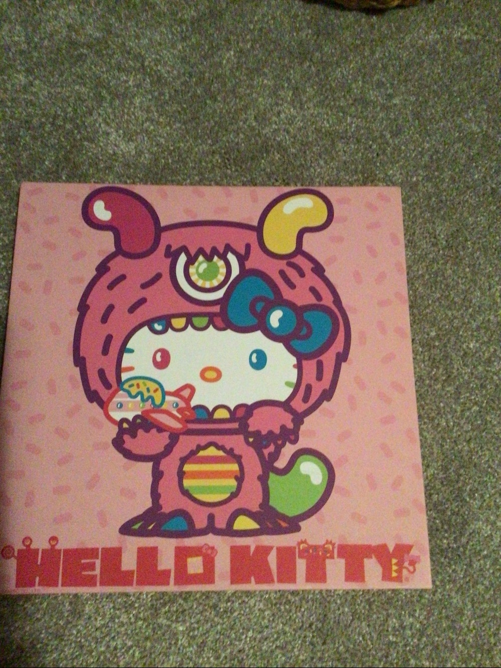 NWOT Hello Kitty Pink Monster Character Art Print with Blue Bow